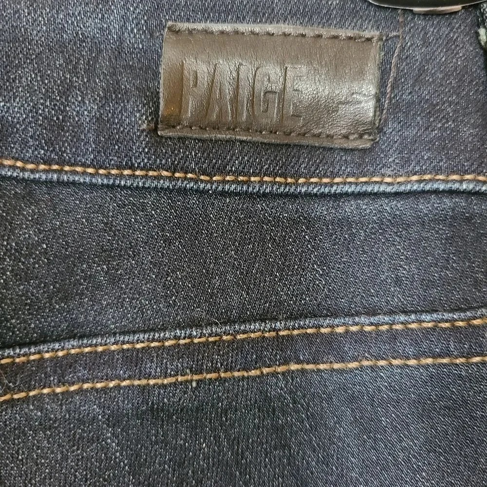 PAIGE Size 26 Skyline Mona Dark Blue Mid-Rise Skinny Jeans Sculpting Bottom Lift